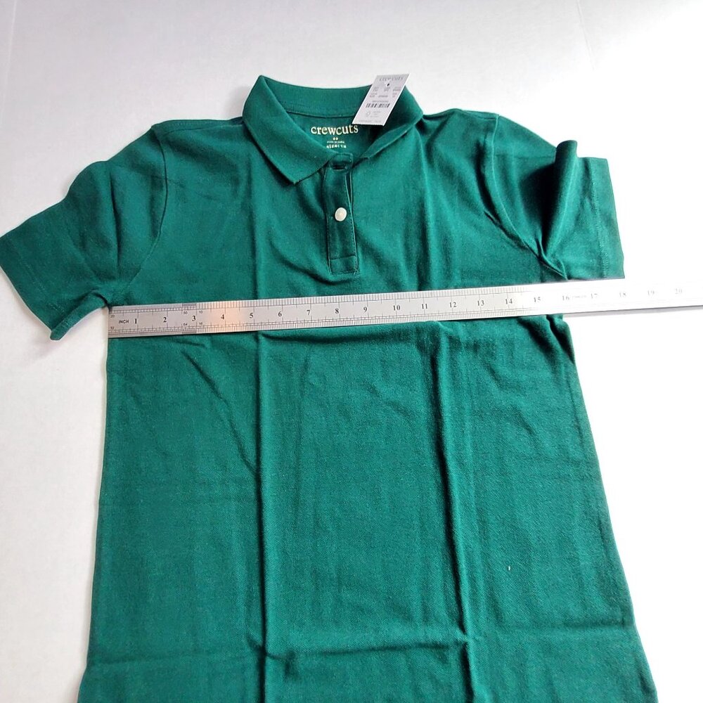 Crewcuts Kids Polo Shirt Green Size 12 Short Sleeve Button Collar Made In India - Picture 4 of 10